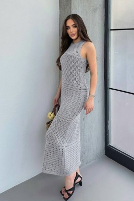 Dzianinowa sukienka plażowa bez rękawów SOLMIRA GREY