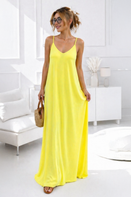 Letnia sukienka o eleganckim, swobodnie opadającym kroju MAURIKA YELLOW