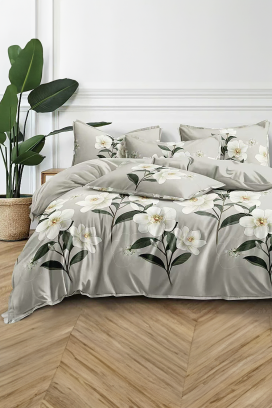 Elegancki, czteroczęściowy zestaw sypialniany z motywem kwiatowym KOLIETA 200x220 cm