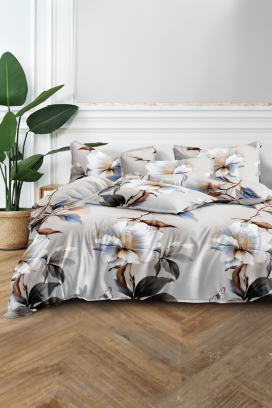 Stylowy, czteroczęściowy zestaw sypialniany z motywem kwiatowym ADOVERA 200x220 cm