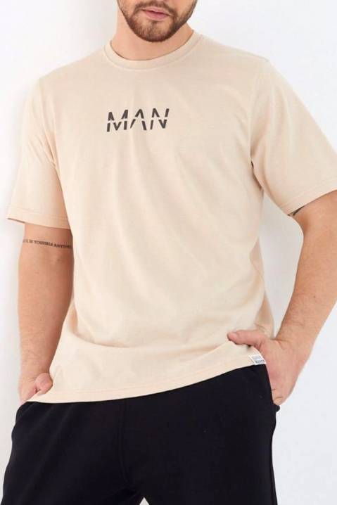 T-shirt męski AURELIO BEIGE, Kolor :  beżowy, IVET.PL - Modna odzież