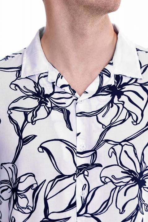 Koszula męska NEROL NAVY, Kolor : biały z granatowym, IVET.PL - Modna odzież