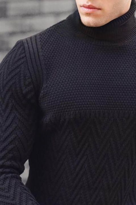 Sweter męski ROBERTINO BLACK, Kolor : czarny, IVET.PL - Modna odzież