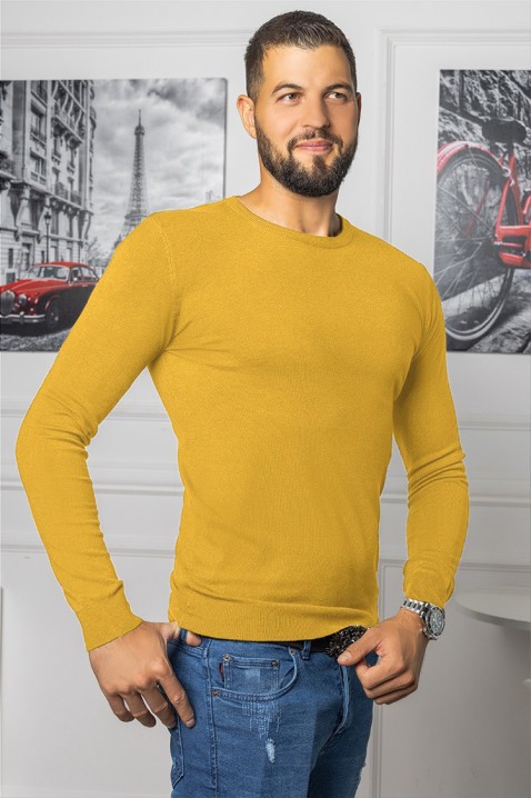 Sweter męski RODOS MUSTARD, Kolor : musztardowy, IVET.PL - Modna odzież