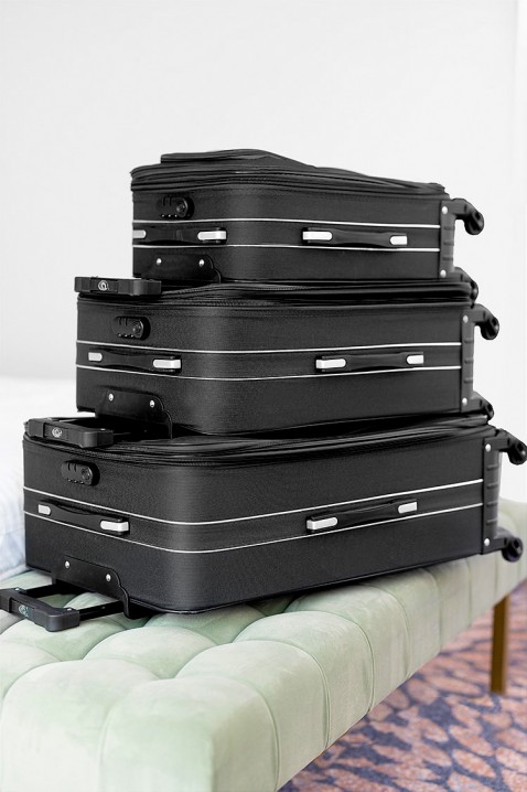 Komplet 3 walizek SOLARON BLACK, Kolor : czarny, IVET.PL - Modna odzież