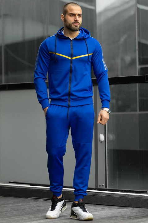 Męski komplet sportowy EDMAND BLUE, Kolor : granatowy z żółtym, IVET.PL - Modna odzież