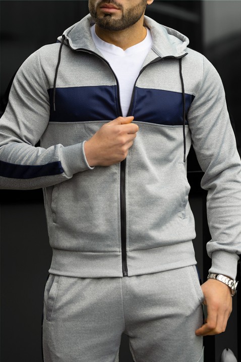 Męski komplet sportowy ABIGALO GREY, Kolor : szary z granatowym, IVET.PL - Modna odzież