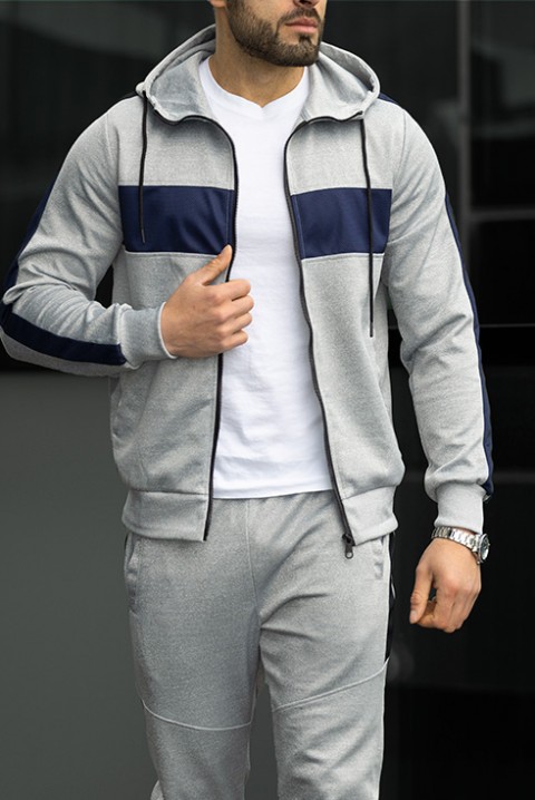 Męski komplet sportowy ABIGALO GREY, Kolor : szary z granatowym, IVET.PL - Modna odzież