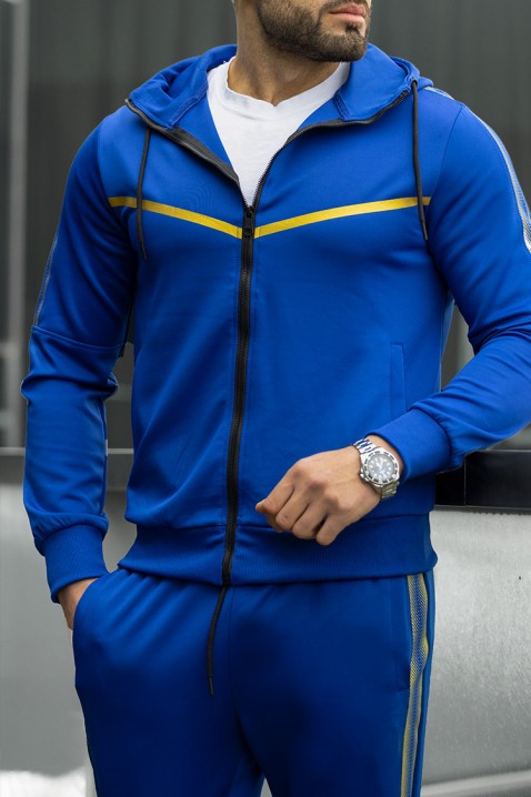 Męski komplet sportowy EDMAND BLUE, Kolor : granatowy z żółtym, IVET.PL - Modna odzież