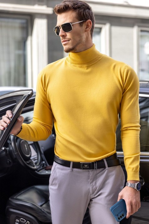 Sweter męski golf NERINO YELLOW, Kolor : żółty, IVET.PL - Modna odzież