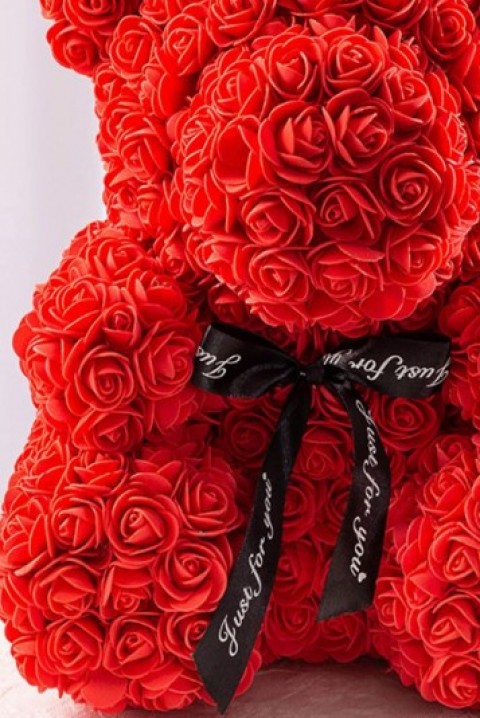 Miś z róż MERINDI RED 34 cm, Kolor : czerwony, IVET.PL - Modna odzież