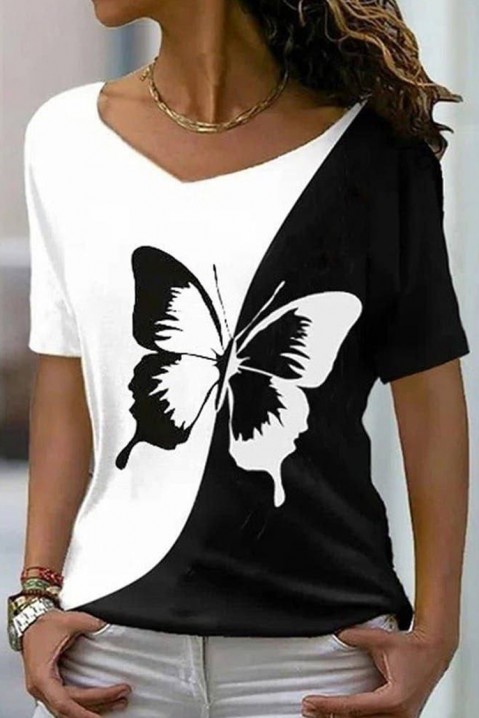 T-shirt SERMOLSA, Kolor : czarny z białym, IVET.PL - Modna odzież