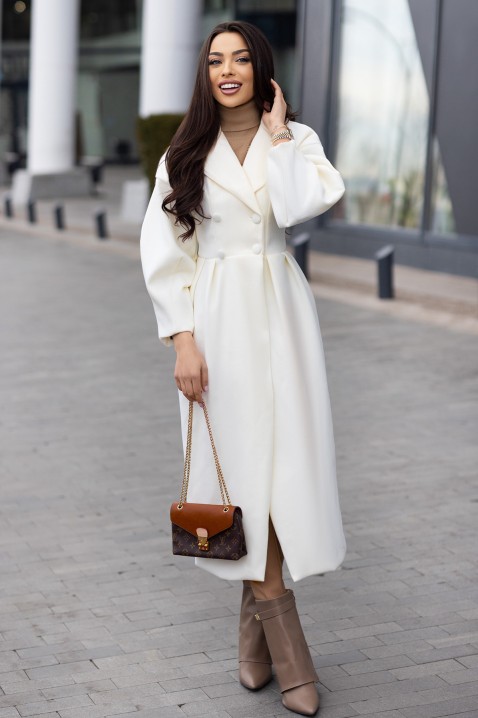 Płaszcz VREMOVA WHITE, Kolor : biały,ecru, IVET.PL - Modna odzież