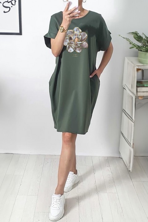 Sukienka ADREILSA KHAKI, Kolor : khaki, IVET.PL - Modna odzież