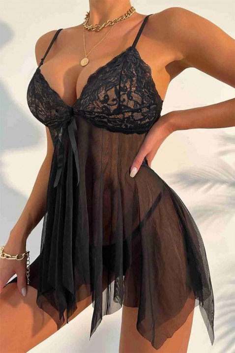 Koszula nocna ze stringami LONSANA BLACK, Kolor : czarny, IVET.PL - Modna odzież