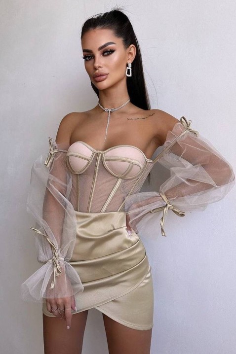 Sukienka MIRVOLZA BEIGE, Kolor :  beżowy, IVET.PL - Modna odzież