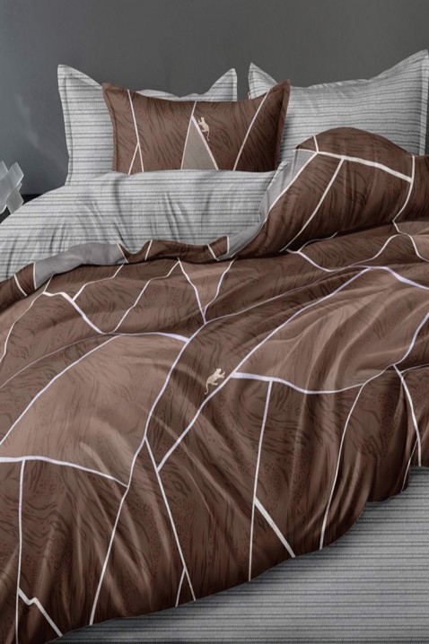 Komplet pościeli RALINFA 200x220 cm bawełna - 4 elementy, Kolor : brązowy, IVET.PL - Modna odzież