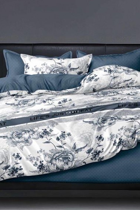 Komplet pościeli KIRELTA 200x220 cm bawełna - 4 elementy, Kolor : chabrowy, IVET.PL - Modna odzież