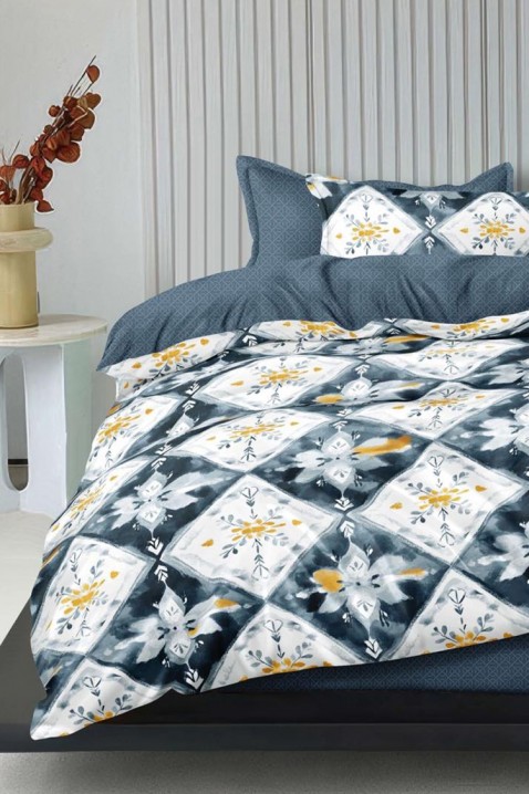 Komplet pościeli DRAVOLTA 200x220 cm bawełna - 4 elementy, Kolor : chabrowy, IVET.PL - Modna odzież