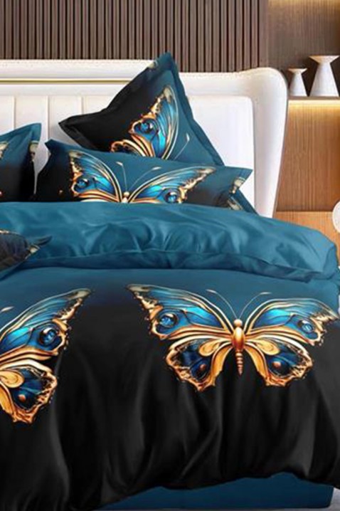 Komplet pościeli JASOLKA 200x220 cm bawełna - 4 elementy, Kolor : chabrowy, IVET.PL - Modna odzież
