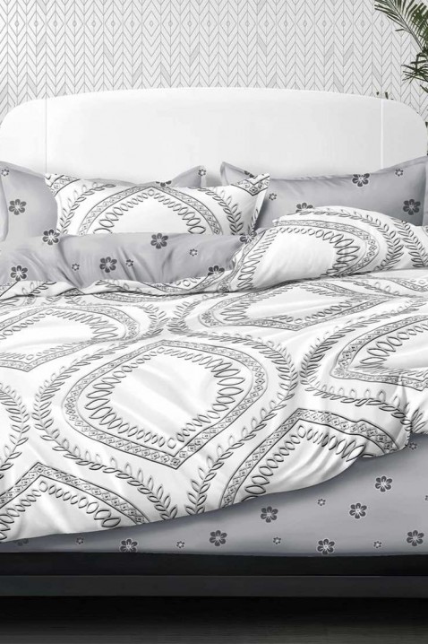 Komplet pościeli KARELDA 200x220 cm bawełna - 4 elementy, Kolor : szary, IVET.PL - Modna odzież
