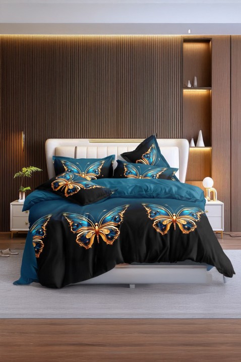 Komplet pościeli JASOLKA 200x220 cm bawełna - 4 elementy, Kolor : chabrowy, IVET.PL - Modna odzież