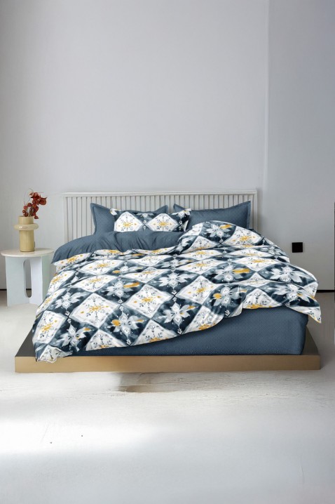 Komplet pościeli DRAVOLTA 200x220 cm bawełna - 4 elementy, Kolor : chabrowy, IVET.PL - Modna odzież