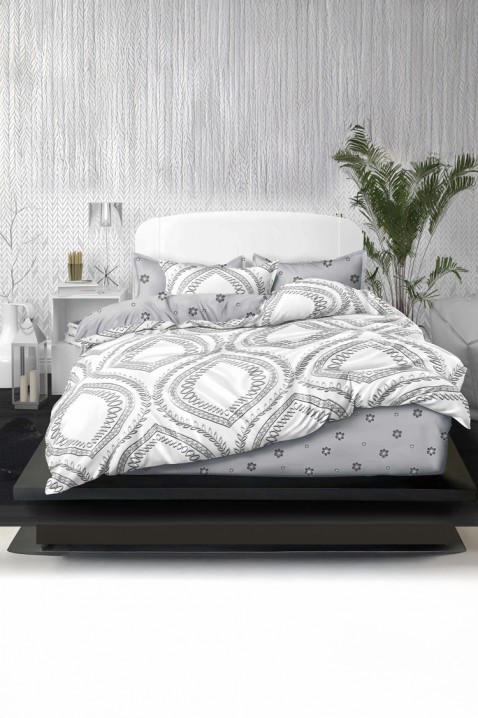 Komplet pościeli KARELDA 200x220 cm bawełna - 4 elementy, Kolor : szary, IVET.PL - Modna odzież