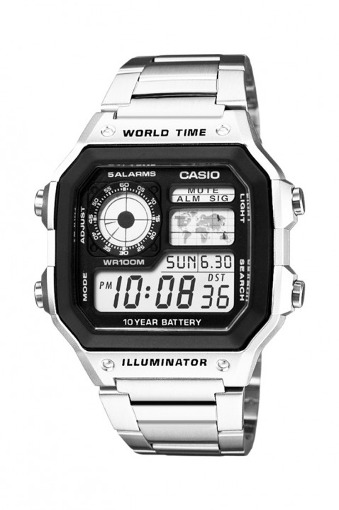 Męski zegarek CASIO AE-1200WHD-1AVDF, Kolor : srebrny, IVET.PL - Modna odzież