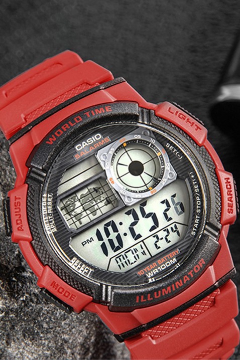 Zegarek męski CASIO AE-1000W-4AVDF, Kolor : czerwony, IVET.PL - Modna odzież