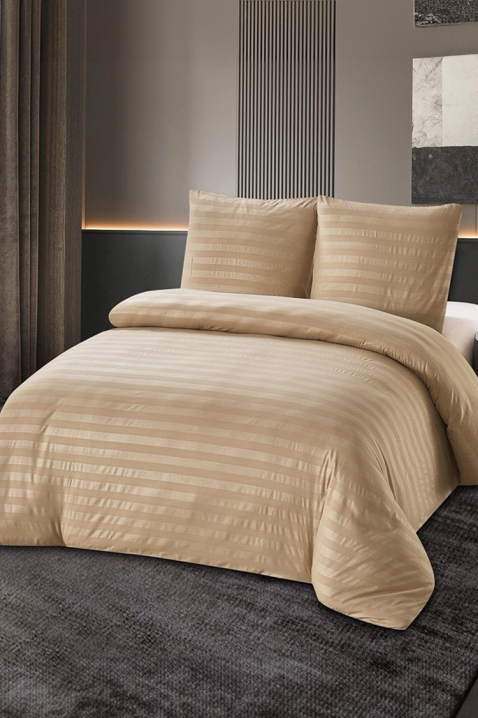 Komplet pościeli KRONESA BEIGE 200x220 cm bawełna - 3 elementy, Kolor :  beżowy, IVET.PL - Modna odzież