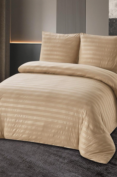 Komplet pościeli KRONESA BEIGE 200x220 cm bawełna - 3 elementy, Kolor :  beżowy, IVET.PL - Modna odzież