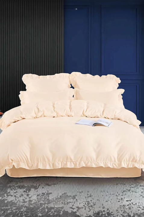 Komplet pościeli CANVELA ECRU 200x220 cm bawełna - 4 elementy, Kolor : ecru, IVET.PL - Modna odzież