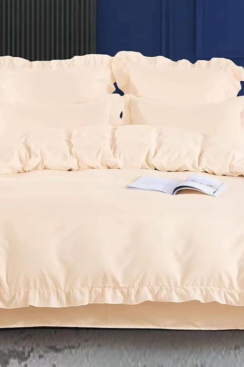 Komplet pościeli CANVELA ECRU 200x220 cm bawełna - 4 elementy, Kolor : ecru, IVET.PL - Modna odzież