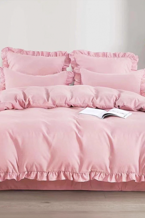 Komplet pościeli CANVELA PINK 200x220 bawełna - 4 elementy, Kolor : różowy, IVET.PL - Modna odzież