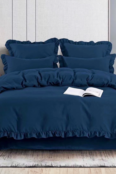Komplet pościeli CANVELA NAVY 200x220 cm bawełna - 4 elementy, Kolor : granatowy, IVET.PL - Modna odzież