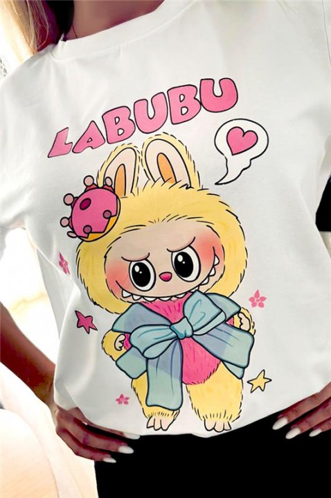 Koszulka LABUBU RIBBON, Kolor : biały, IVET.PL - Modna odzież