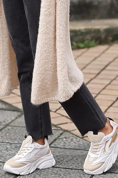 Sneakersy TIOPEGA, Kolor : biały z beżowym, IVET.PL - Modna odzież