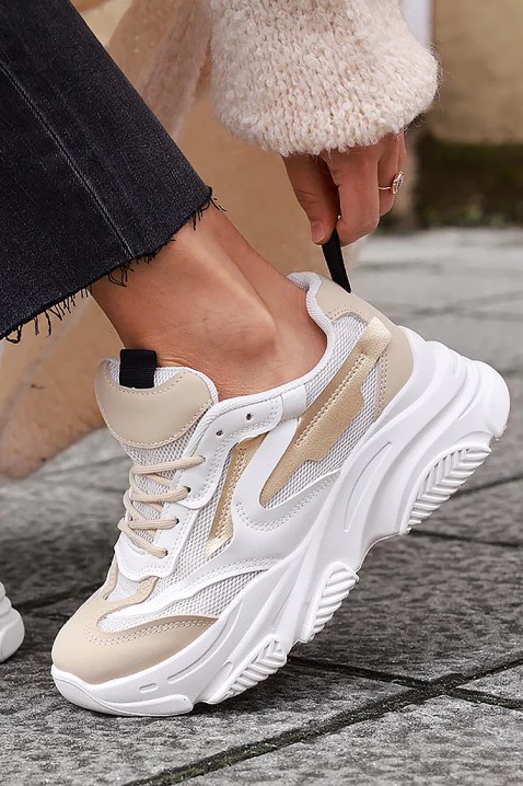 Sneakersy TIOPEGA, Kolor : biały z beżowym, IVET.PL - Modna odzież