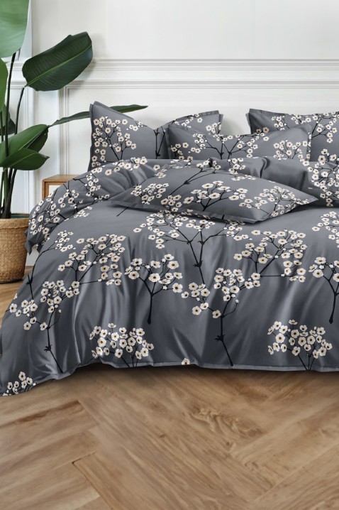 Komplet pościeli BLIFERA 200x220 cm bawełna - 4 elementy, Kolor : grafitowy, IVET.PL - Modna odzież