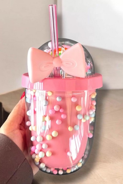 Kubek na wodę ze słomką TRULMY PINK - 500 ml, Kolor : różowy, IVET.PL - Modna odzież