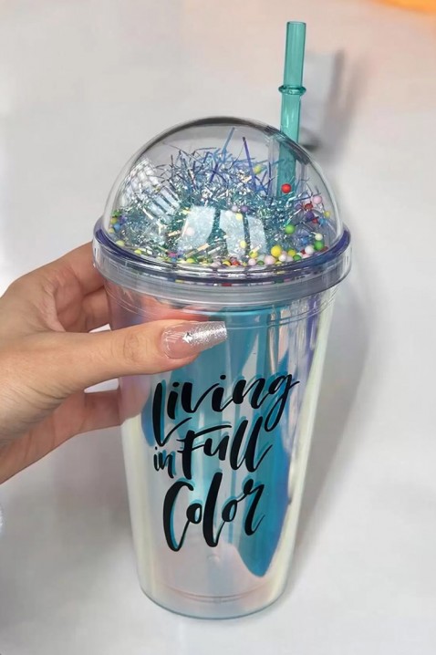 Kubek na wodę ze słomką VIOMY - 500 ml, Kolor : wielokolorowy, IVET.PL - Modna odzież