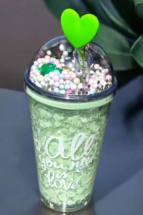 Kubek na wodę ze słomką ZERDY GREEN - 500 ml, Kolor : zielony, IVET.PL - Modna odzież