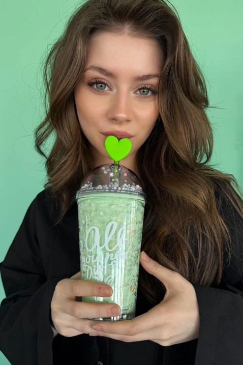 Kubek na wodę ze słomką ZERDY GREEN - 500 ml, Kolor : zielony, IVET.PL - Modna odzież
