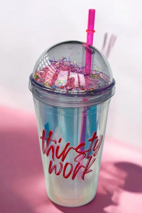 Kubek na wodę ze słomką STEISY - 500 ml, Kolor : wielokolorowy, IVET.PL - Modna odzież