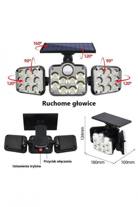 Lapma solarna z pilotem TRIOMY, Kolor : czarny, IVET.PL - Modna odzież