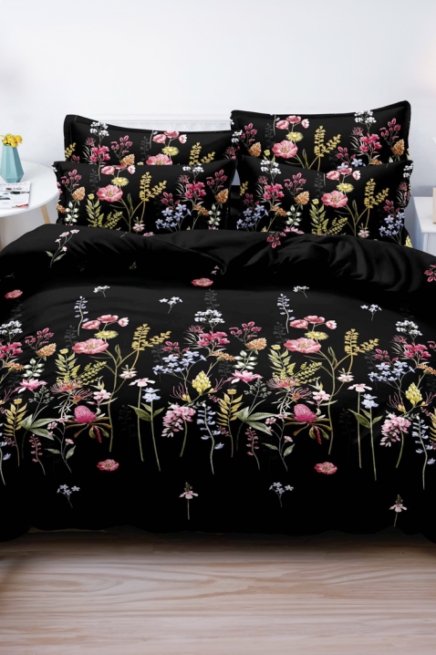 Komplet pościeli MOFREVA 200x220 cm bawełna - 4 elementy, Kolor : czarny, IVET.PL - Modna odzież
