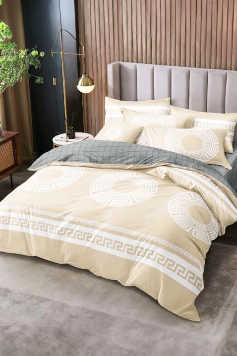 Komplet pościeli PLOHERA BEIGE 200x220 cm bawełna - 4 elementy, Kolor :  beżowy, IVET.PL - Modna odzież
