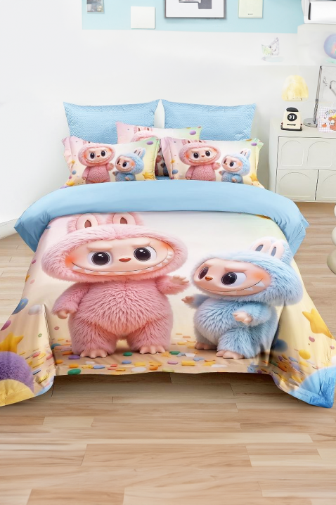 Komplet pościeli LABUBI FRIENDSHIP 160x200 cm bawełna - 3 elementy, Kolor : wielokolorowy, IVET.PL - Modna odzież