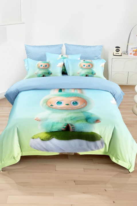 Komplet pościeli LABUBI RELAX 160x200 cm bawełna - 3 elementy, Kolor : błękitny, IVET.PL - Modna odzież